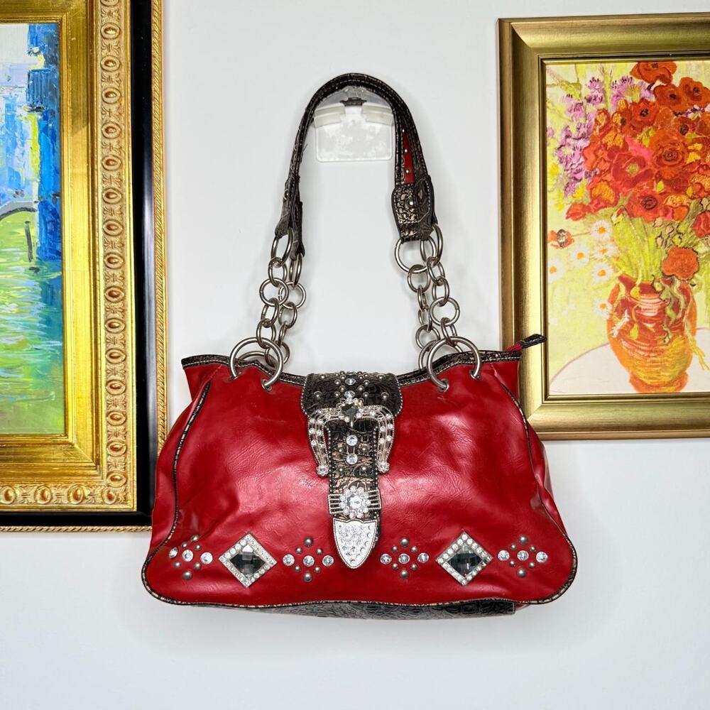 Vintage Red Embellished Bag